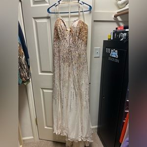 Terani Long Formal/Prom pure silk Sequined Dress GORGEOUS